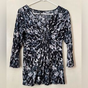 Daisy Fuentes y2k babydoll top size M artsy liquid knit slinky phoebe stretch